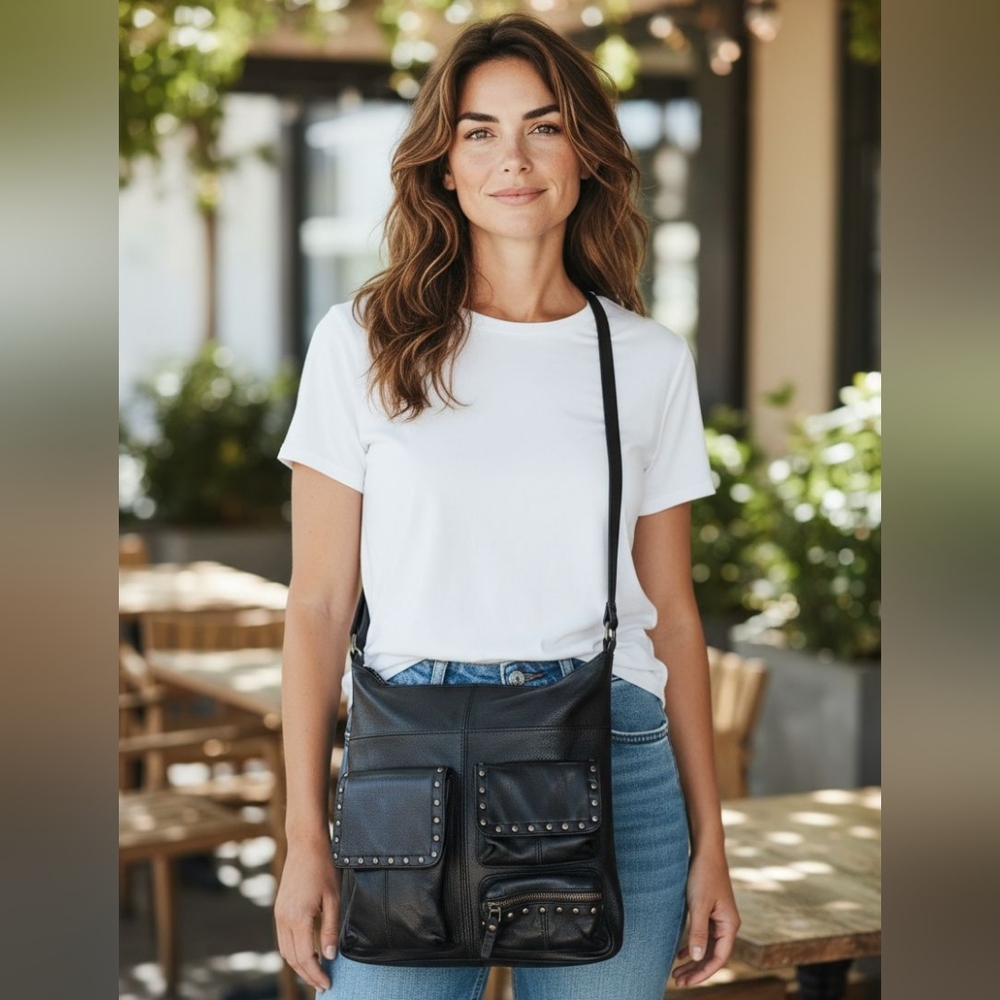 Lucky Brand Studded Black Shoulder Bag